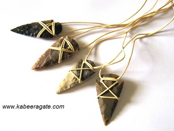Arrowheads Necklaces with White Cord